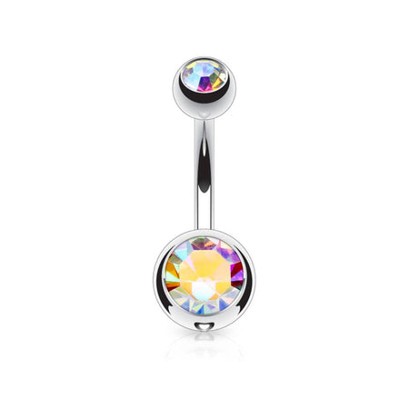 Steel Belly Ring with Gem