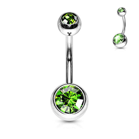 Steel Belly Ring with Gem