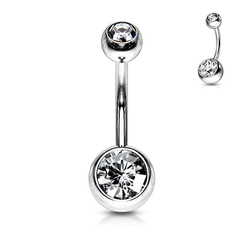 Steel Belly Ring with Gem - SkinKandy | Body Jewellery & Piercing Online Australia