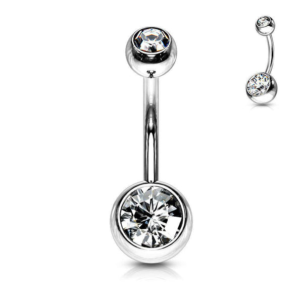 316L Surgical Steel Belly Ring with Gem