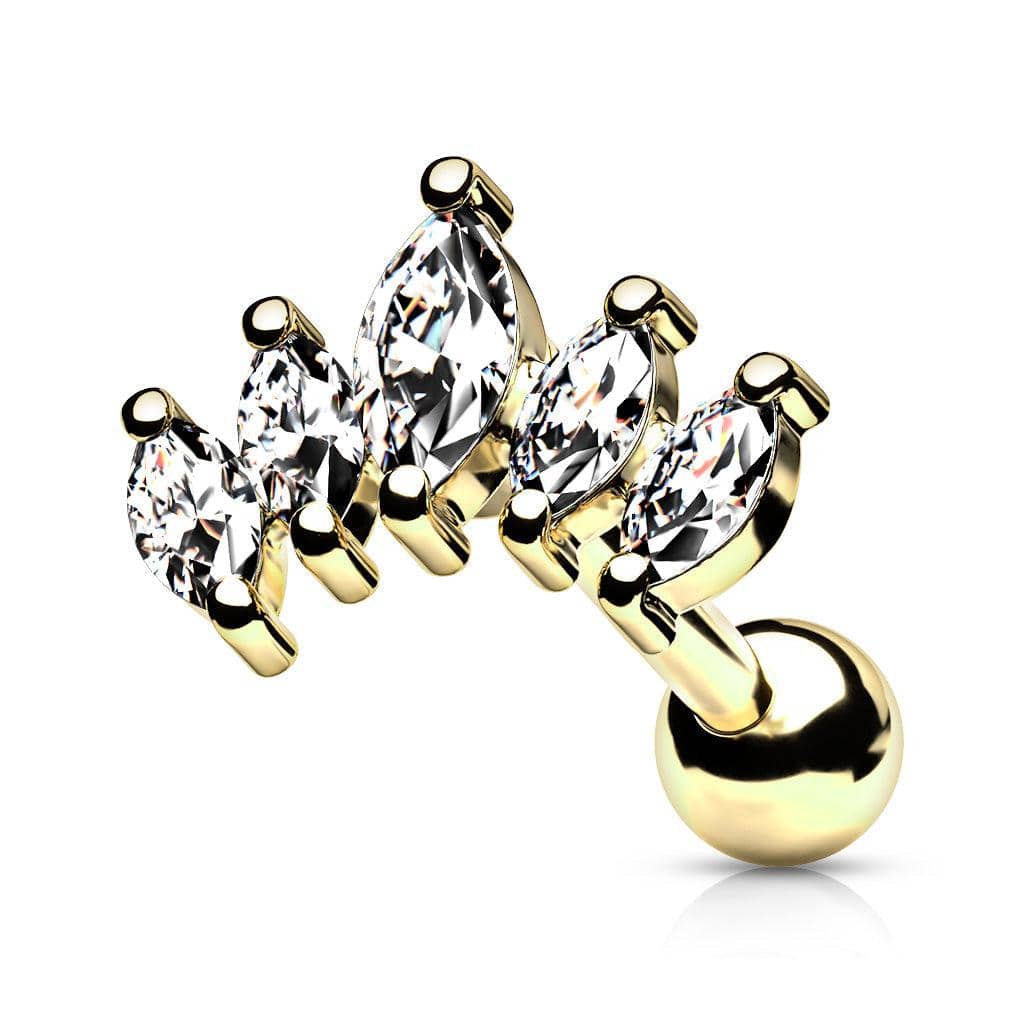 Steel CZ Marquis Labret Barbell - SkinKandy | Body Jewellery & Piercing Online Australia