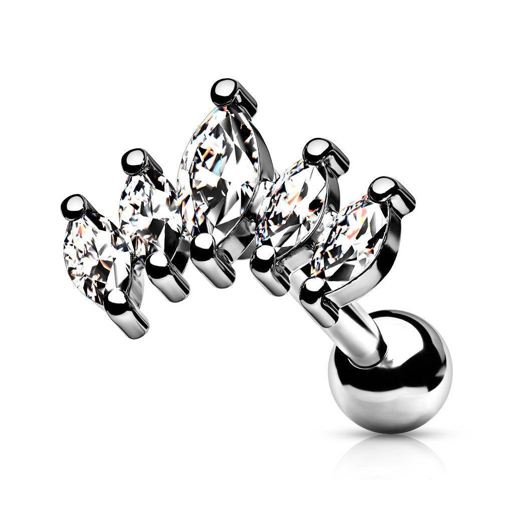 Steel CZ Marquis Labret Barbell - SkinKandy | Body Jewellery & Piercing Online Australia