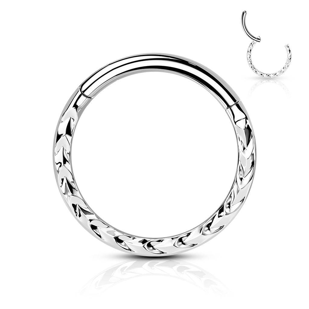 Steel Hinged Segment with Chevron Cut Front - SkinKandy | Body Jewellery & Piercing Online Australia