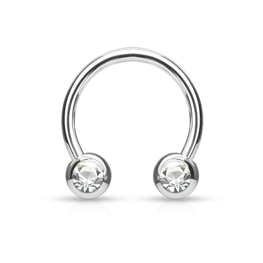 Steel Horseshoe with Front Facing Gems - SkinKandy | Body Jewellery & Piercing Online Australia