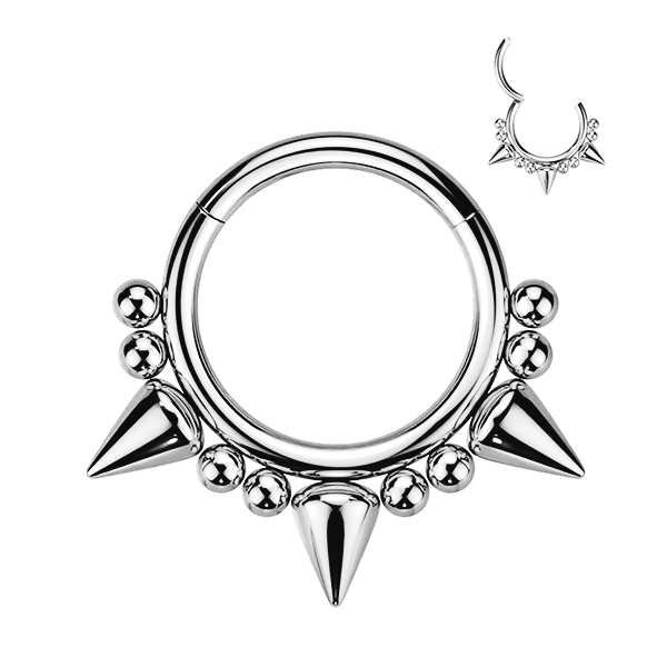 Segment Hinged Ring with Spikes and Beads – SkinKandy | Body Jewellery ...