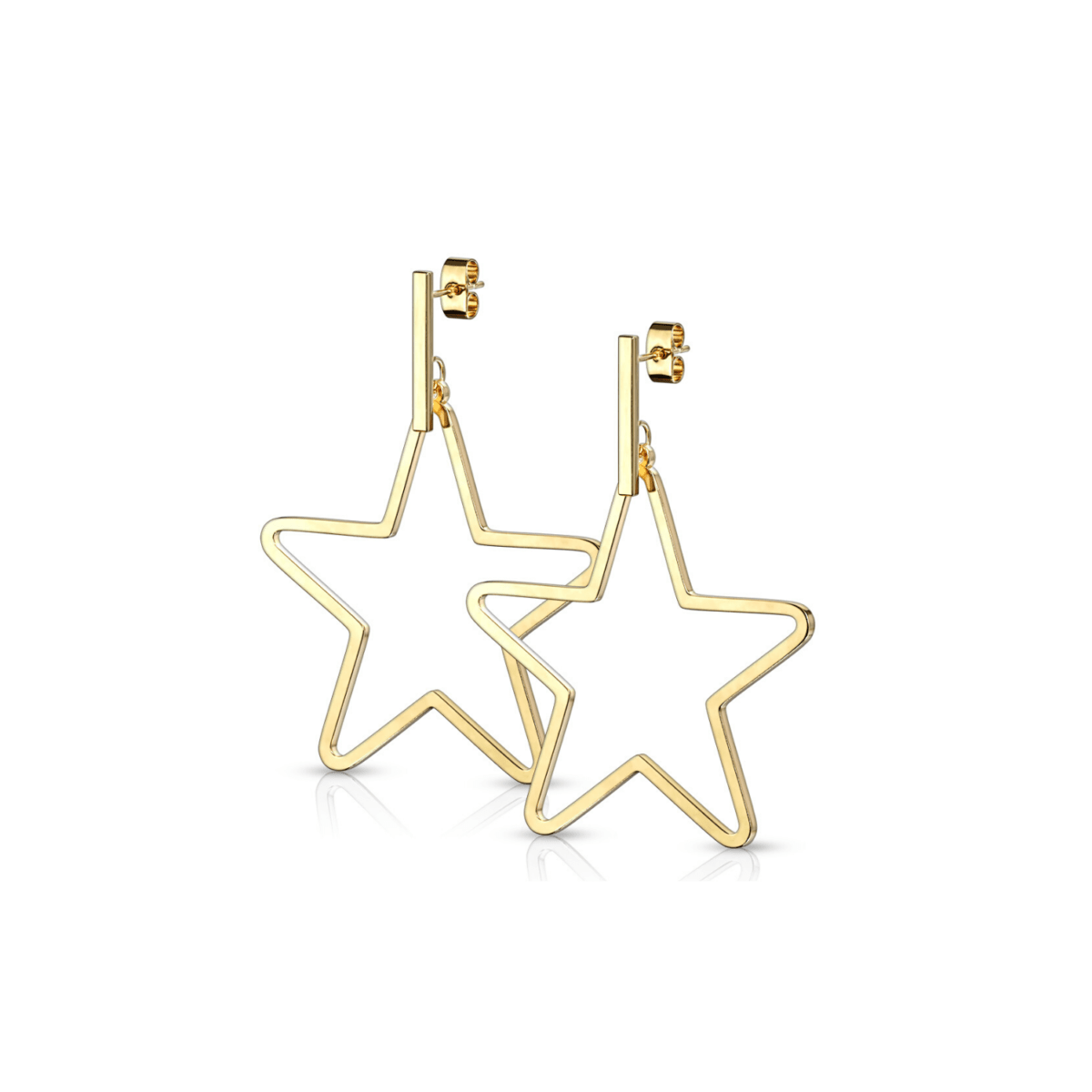 Steel Star Dangle Earrings