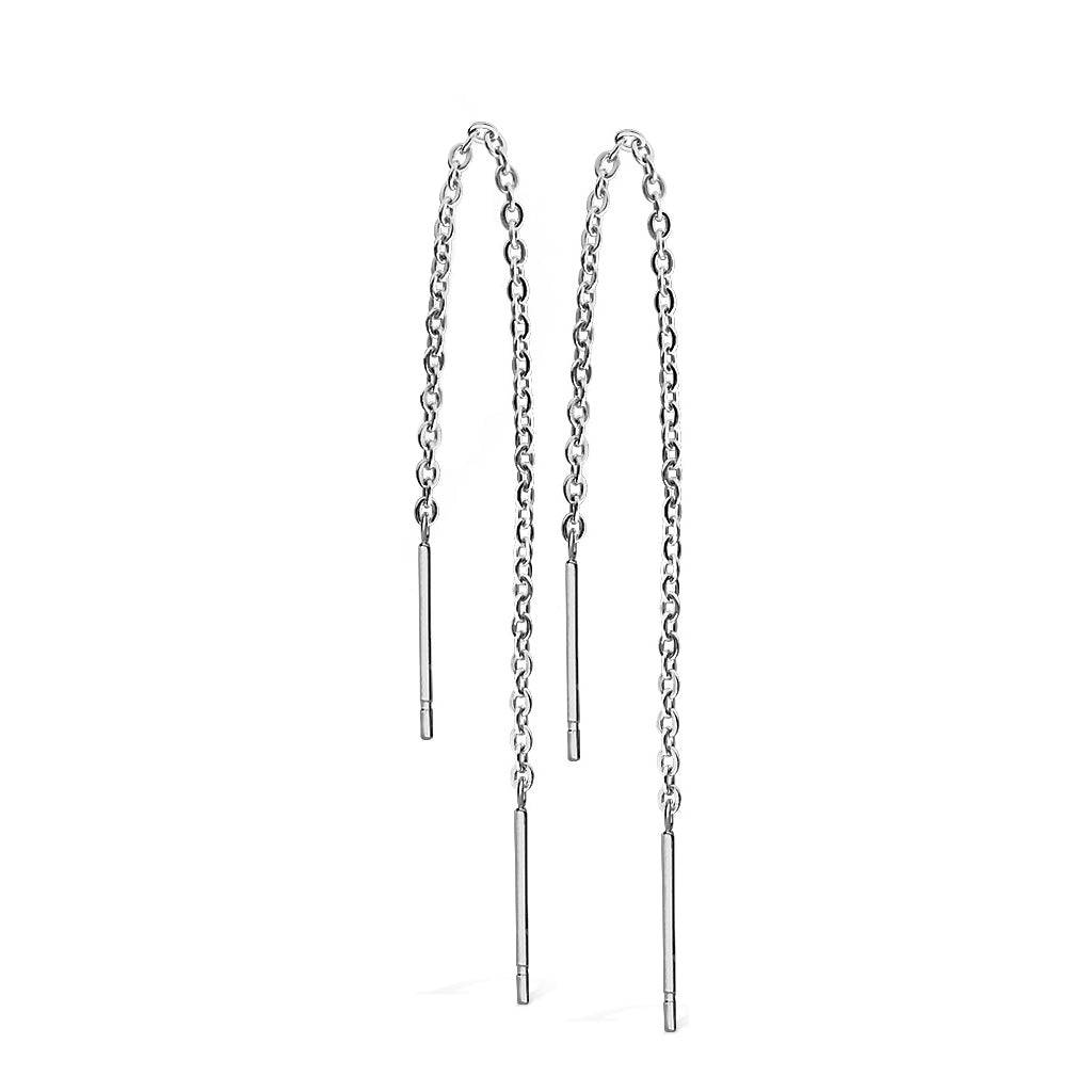 Threader Chain Bar Earrings