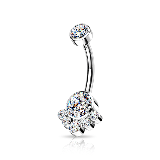 Titanium Belly Ring with CZ Cluster Top - SkinKandy | Body Jewellery & Piercing Online Australia