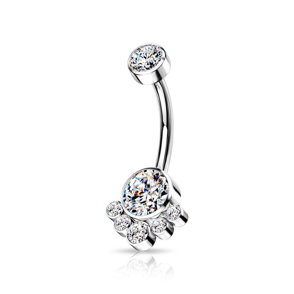 Titanium Belly Ring with CZ Cluster Top SkinKandy Body
