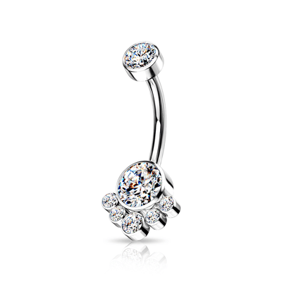 Titanium Belly Ring with CZ Cluster Top