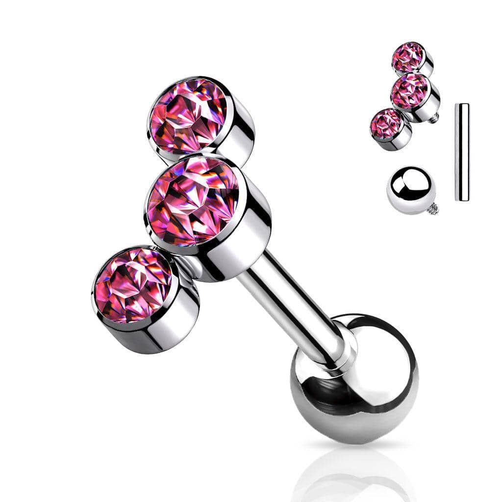 Titanium Curve Gem Internally Threaded Cartilage Barbell - SkinKandy | Body Jewellery & Piercing Online Australia
