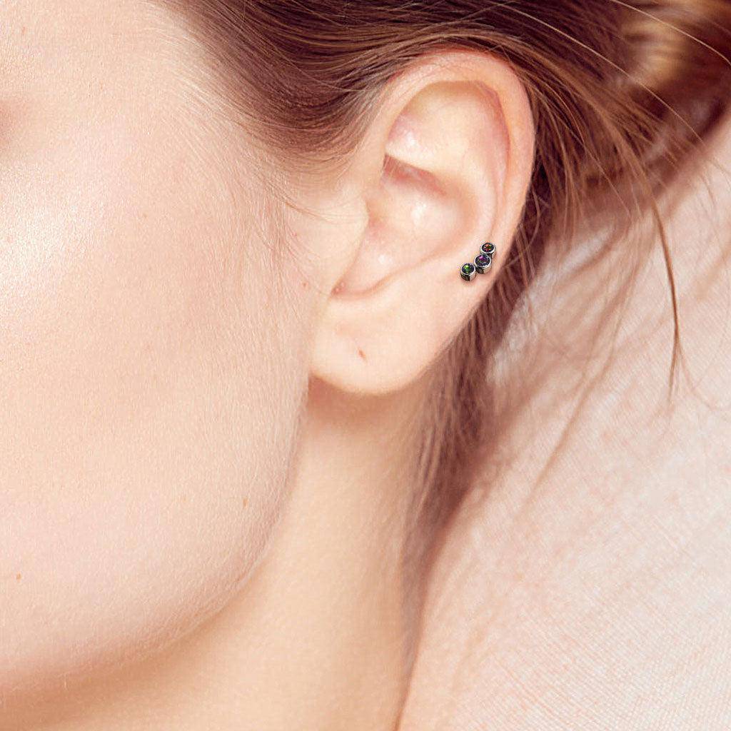 Titanium Curve Gem Internally Threaded Cartilage Barbell - SkinKandy | Body Jewellery & Piercing Online Australia