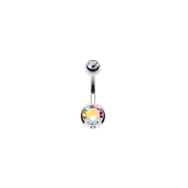 Implant Grade Titanium Cubic Zirconia Belly Bar 14G