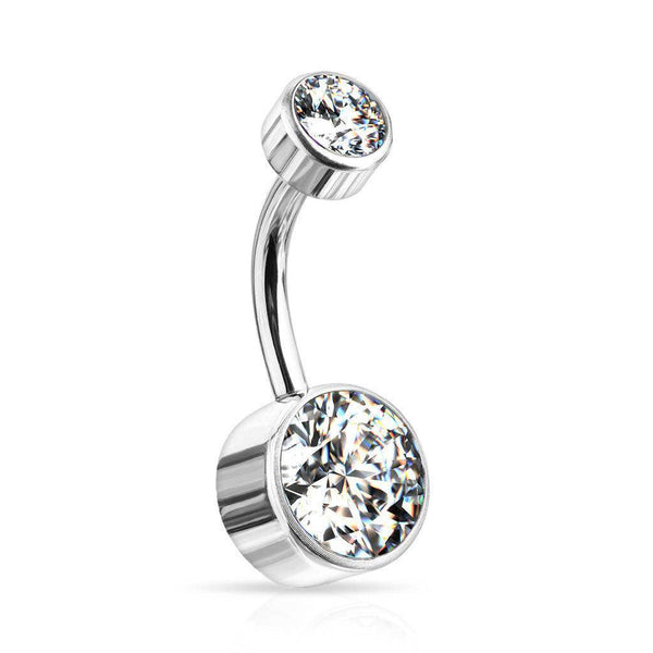 Implant Grade Titanium Belly Bar Internally Threaded with Gem