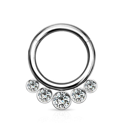 Titanium Hinged Segment Ring with Bezel Set Crystals