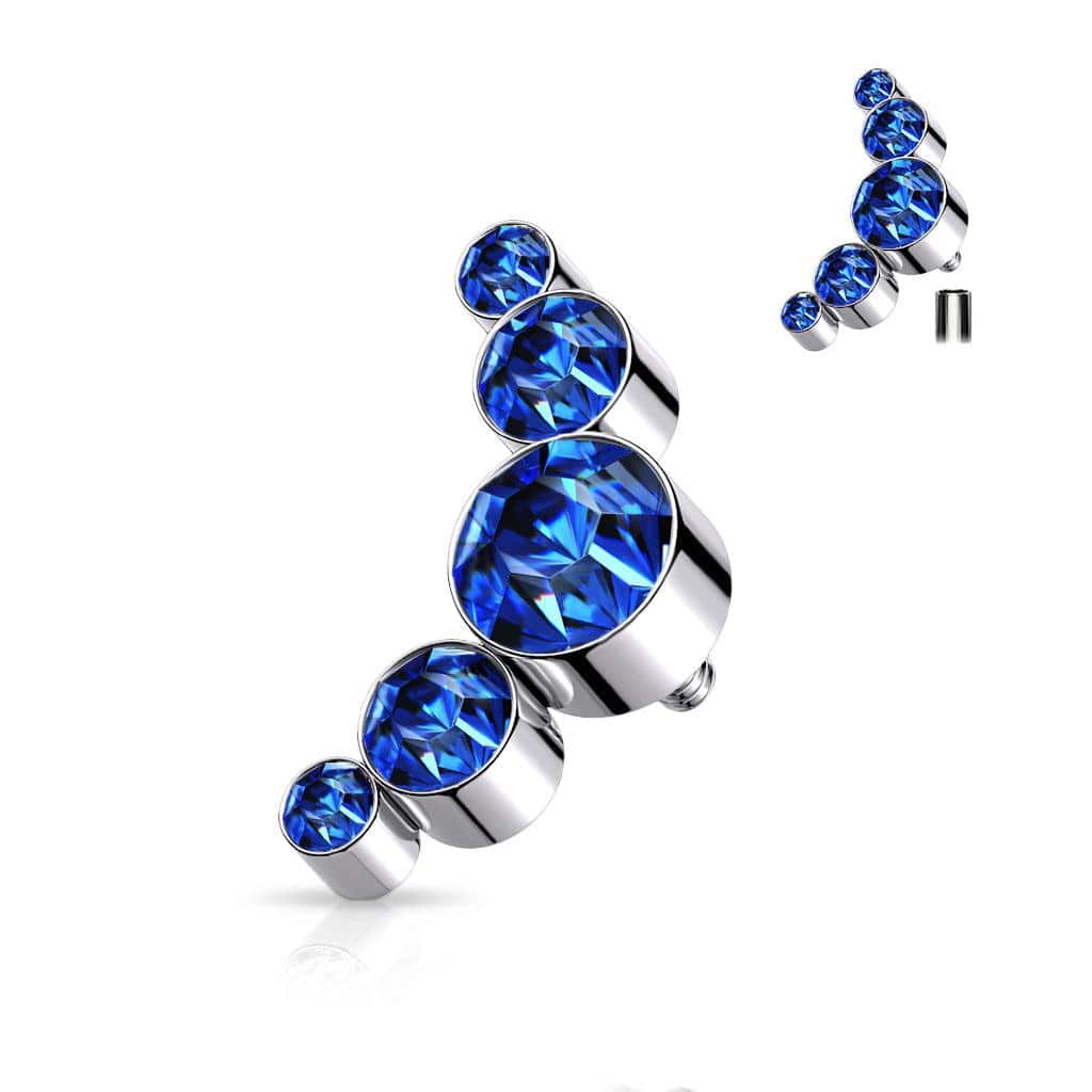 Titanium Internally Threaded Top with 5 Round CZ Gems - SkinKandy | Body Jewellery & Piercing Online Australia