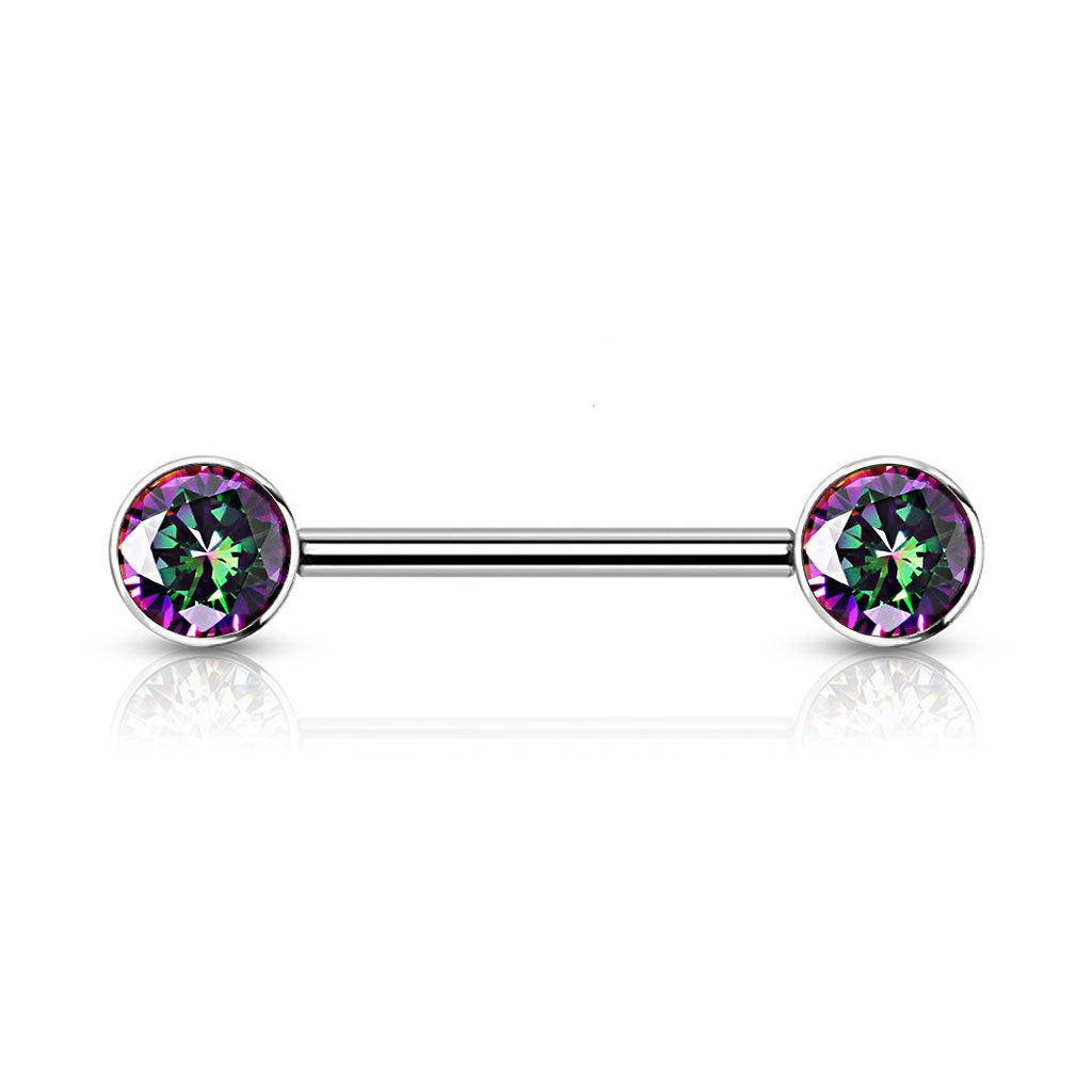 Titanium Nipple Bar with Internally Threaded CZ End - SkinKandy | Body Jewellery & Piercing Online Australia