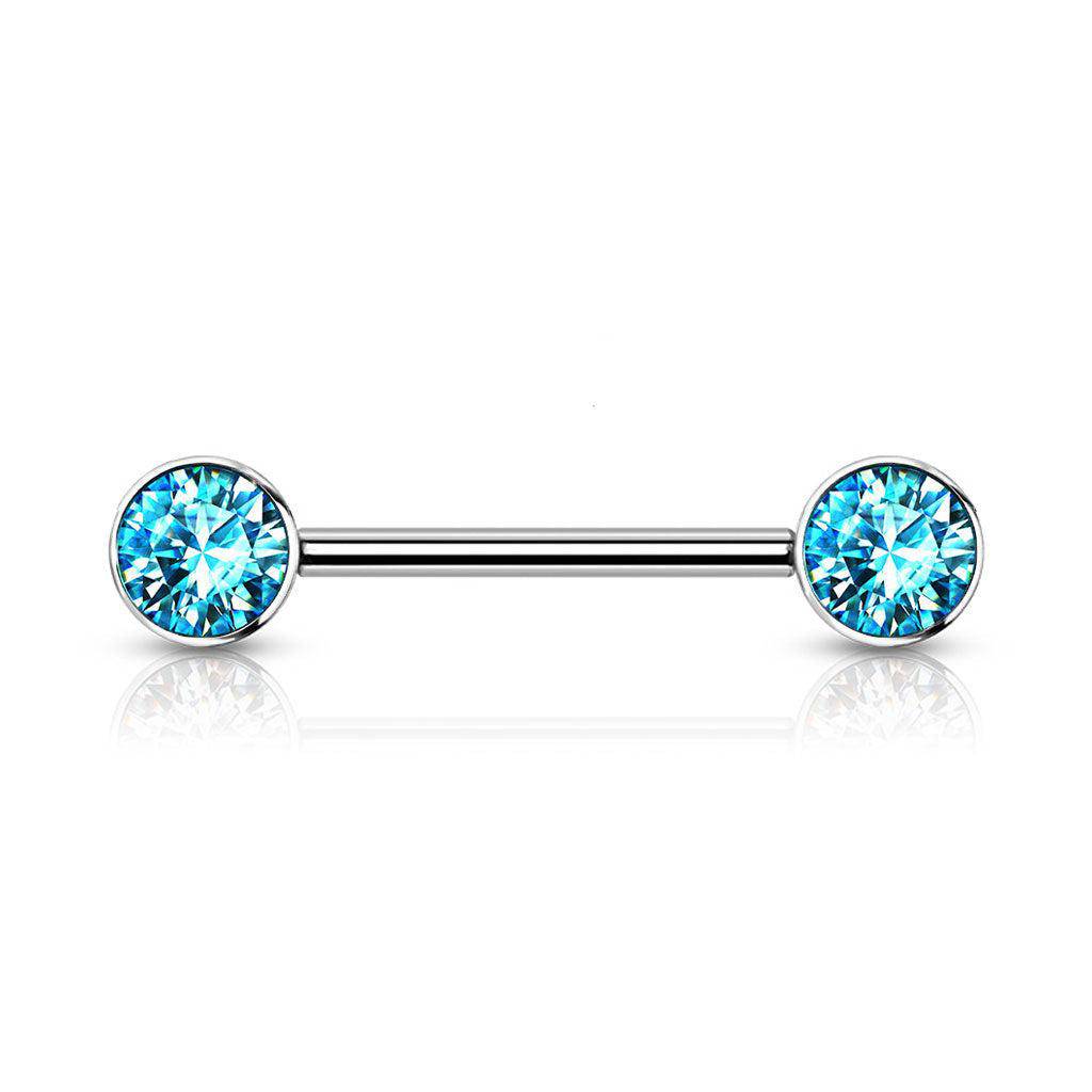 Titanium Nipple Bar with Internally Threaded CZ End - SkinKandy | Body Jewellery & Piercing Online Australia