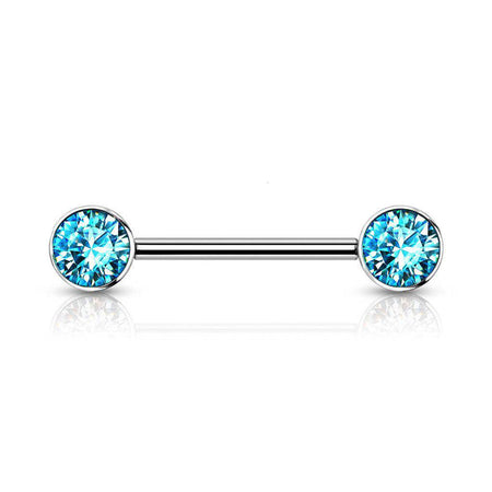 Titanium Nipple Bar with Internally Threaded CZ Ends