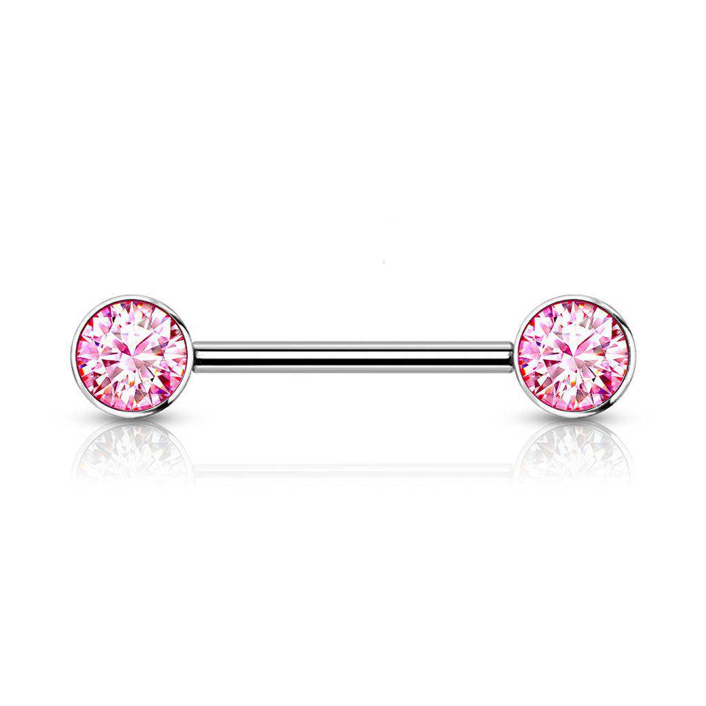 Titanium Nipple Bar with Internally Threaded CZ End - SkinKandy | Body Jewellery & Piercing Online Australia