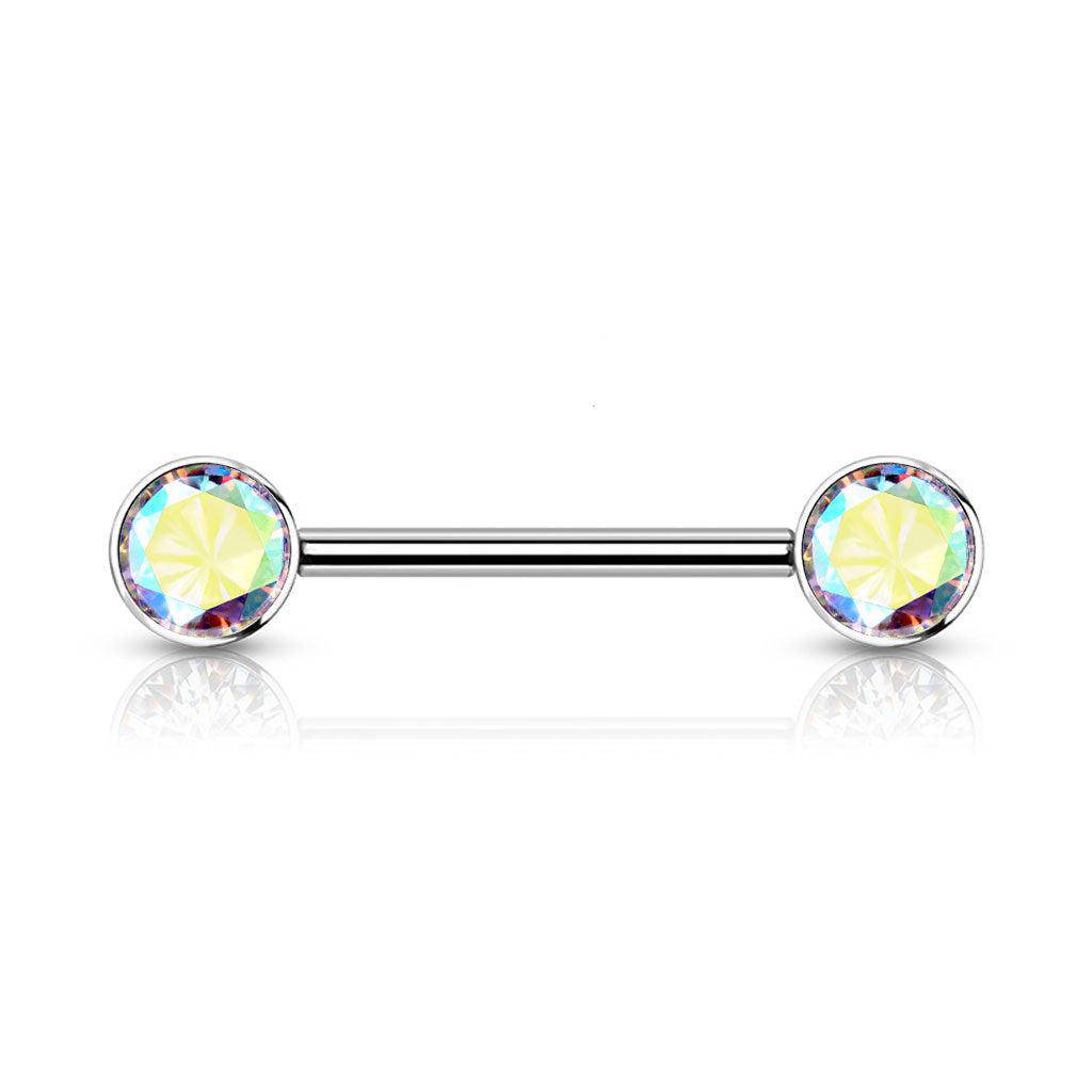 Titanium Nipple Bar with Internally Threaded CZ End - SkinKandy | Body Jewellery & Piercing Online Australia