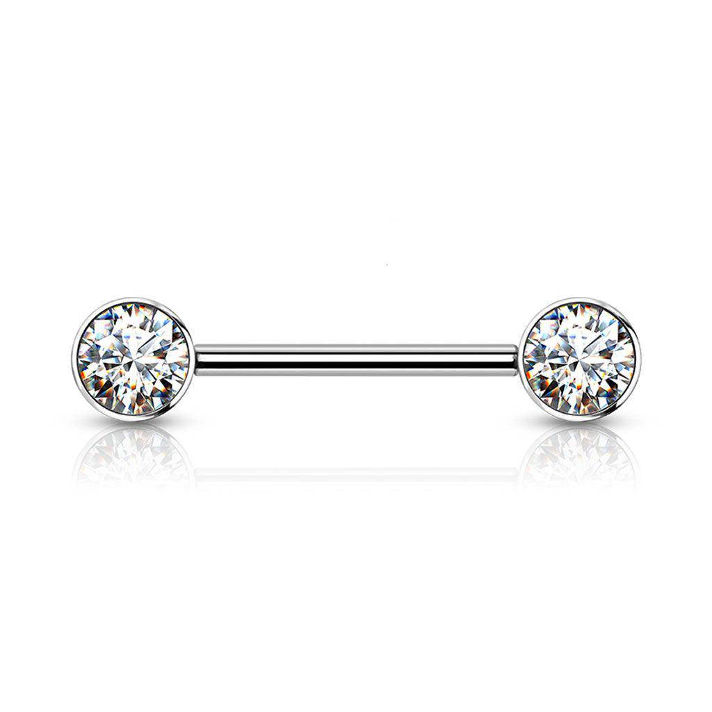 Titanium Nipple Bar with Internally Threaded CZ End - SkinKandy | Body Jewellery & Piercing Online Australia