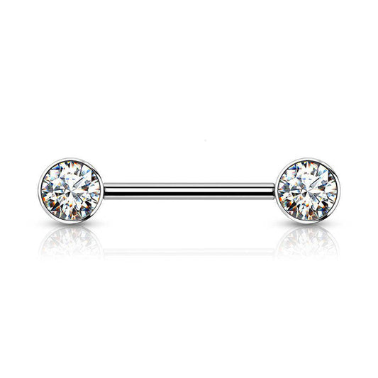 Titanium Nipple Bar with Internally Threaded CZ End - SkinKandy | Body Jewellery & Piercing Online Australia
