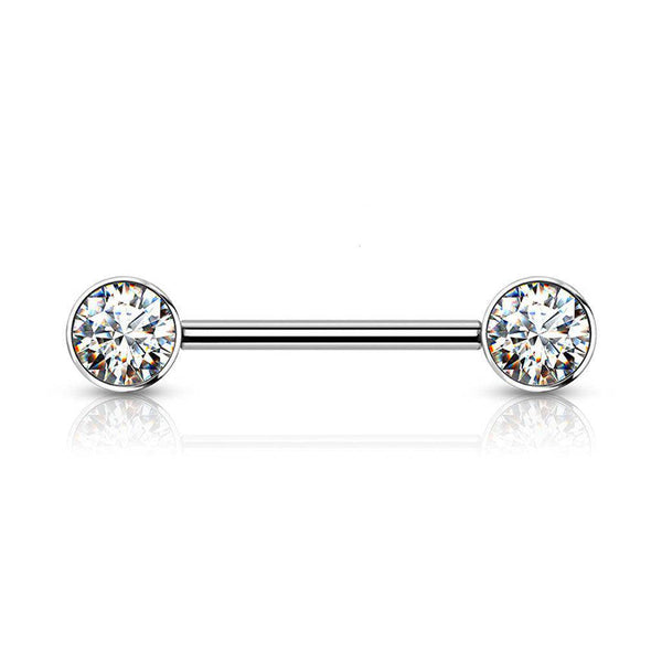 Titanium Nipple Bar with Internally Threaded CZ End