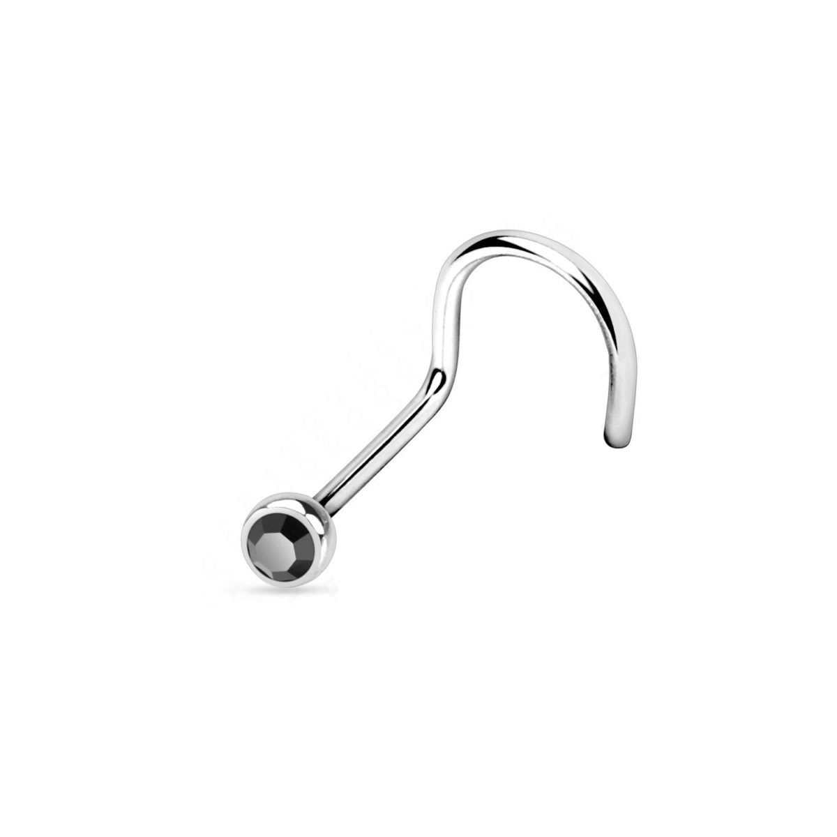 Titanium Nose Stud Twist with Deep Set CZ - SkinKandy | Body Jewellery & Piercing Online Australia