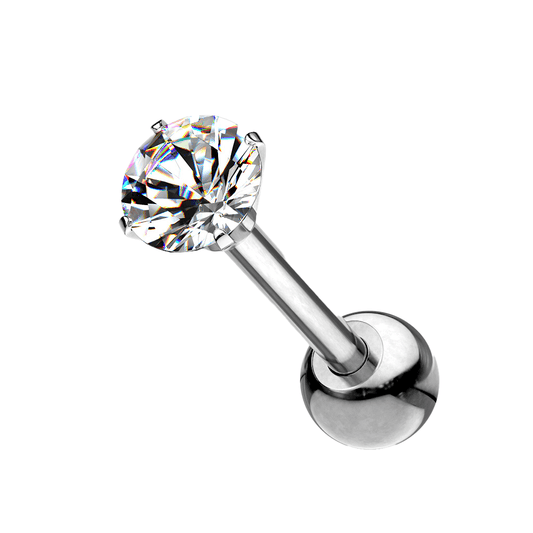 Titanium Prong - Set CZ Gem Cartilage Barbell - SkinKandy | Body Jewellery & Piercing Online Australia