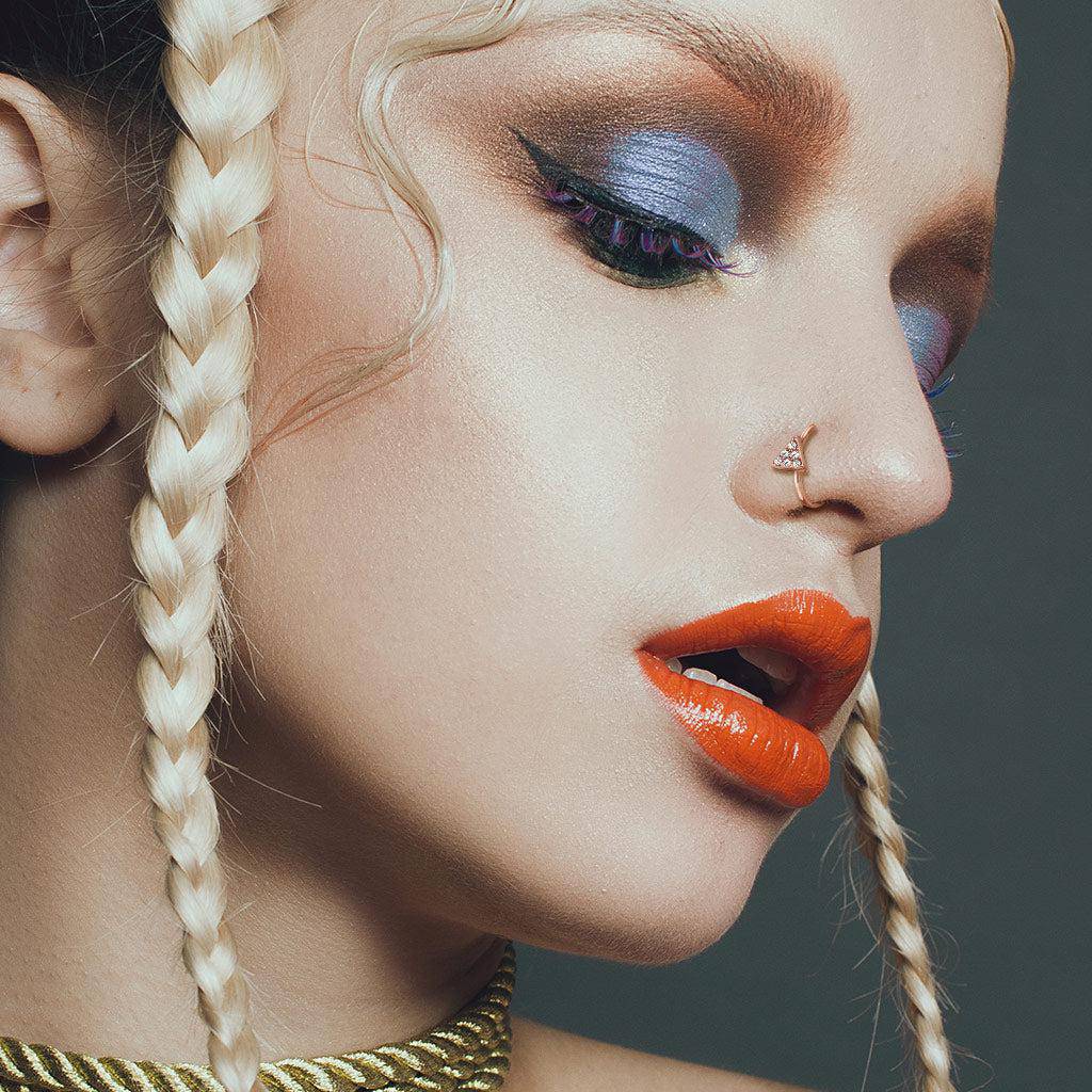 Triangle CZ Top Bendable Nose Ring - SkinKandy | Body Jewellery & Piercing Online Australia