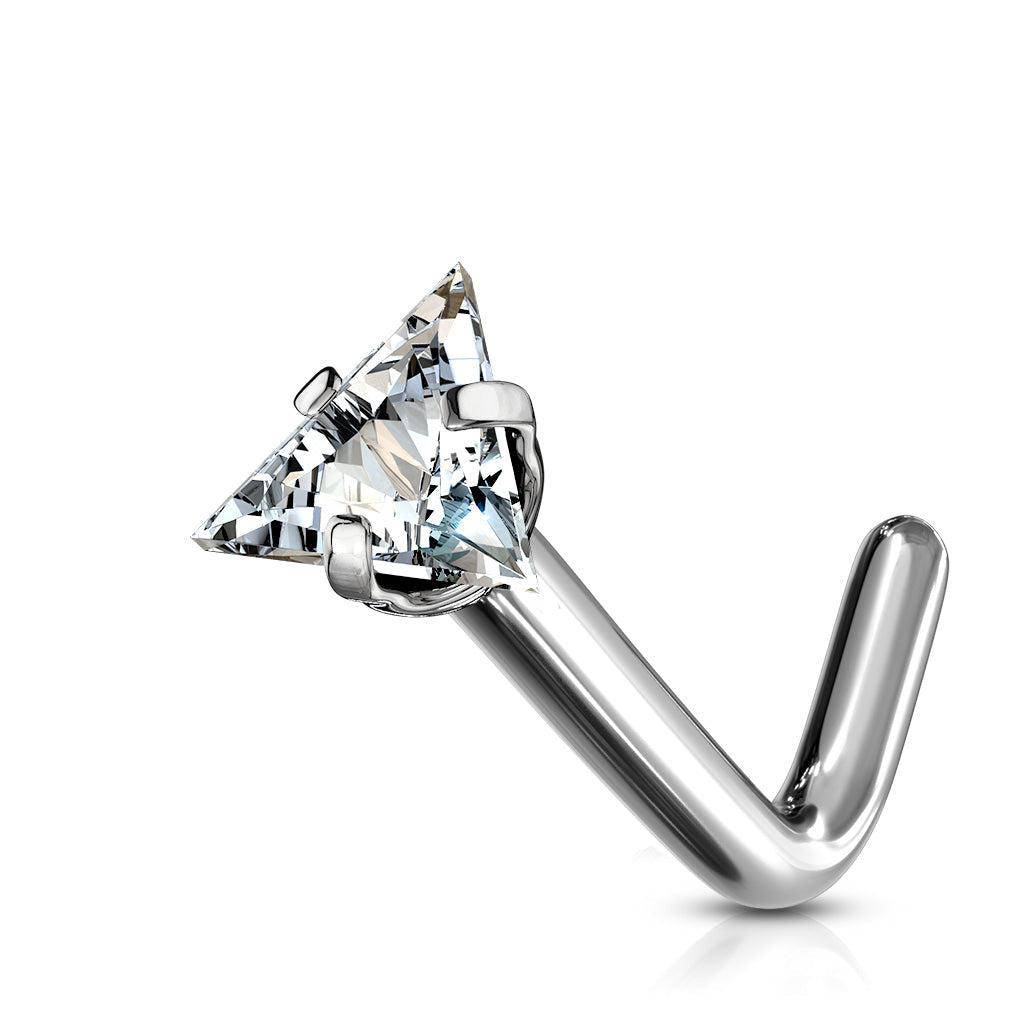 Triangle CZ Top Titanium L Bend Nose Ring - SkinKandy | Body Jewellery & Piercing Online Australia