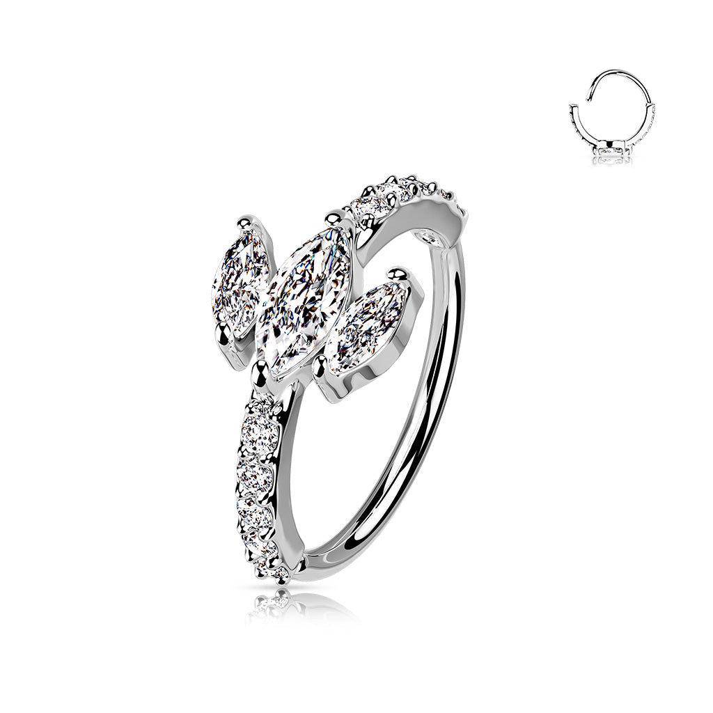 Triple Marquis CZ Bendable Ring - SkinKandy | Body Jewellery & Piercing Online Australia