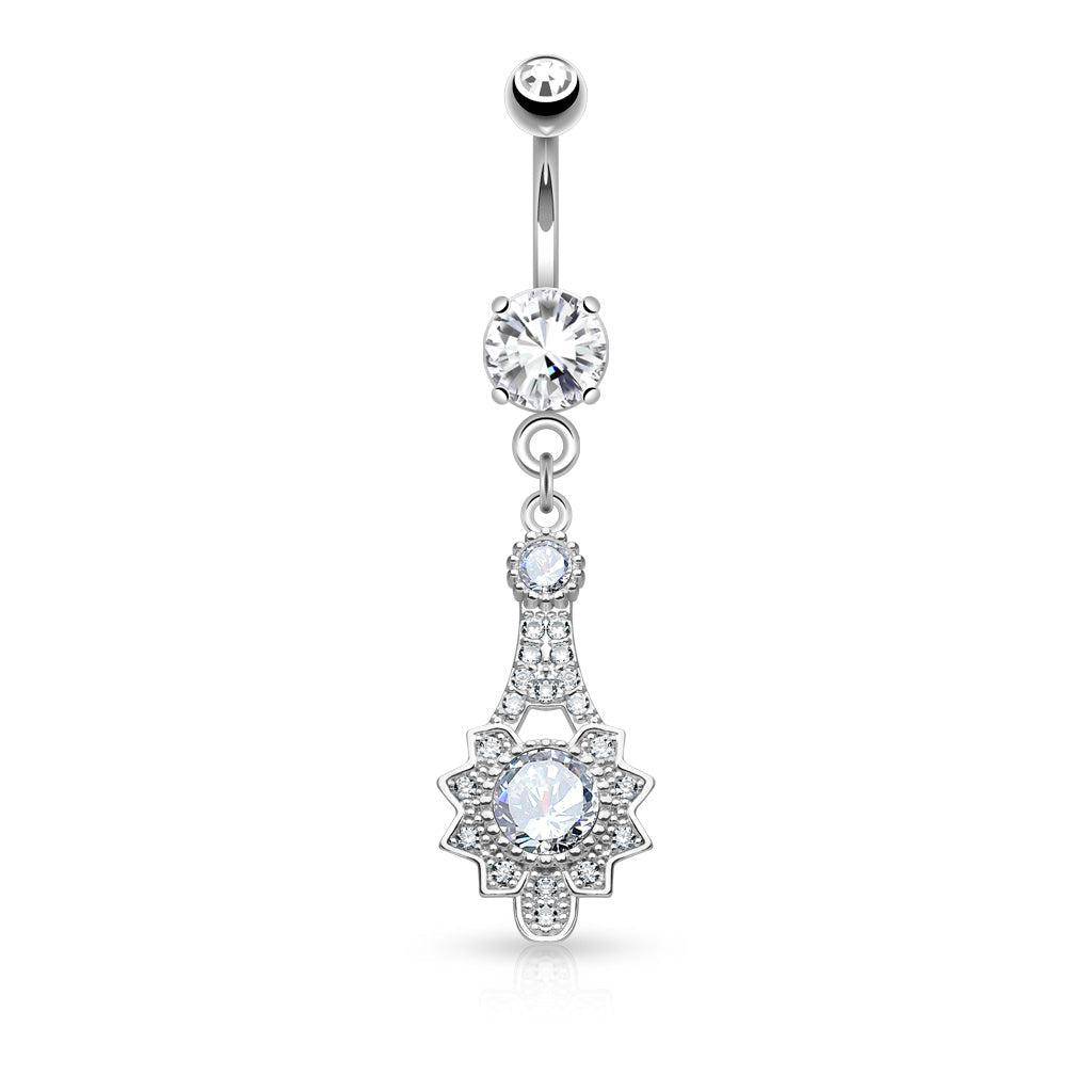 316L Surgical Steel Vintage Fan Dangle Navel 14G 10mm | SkinKandy AU