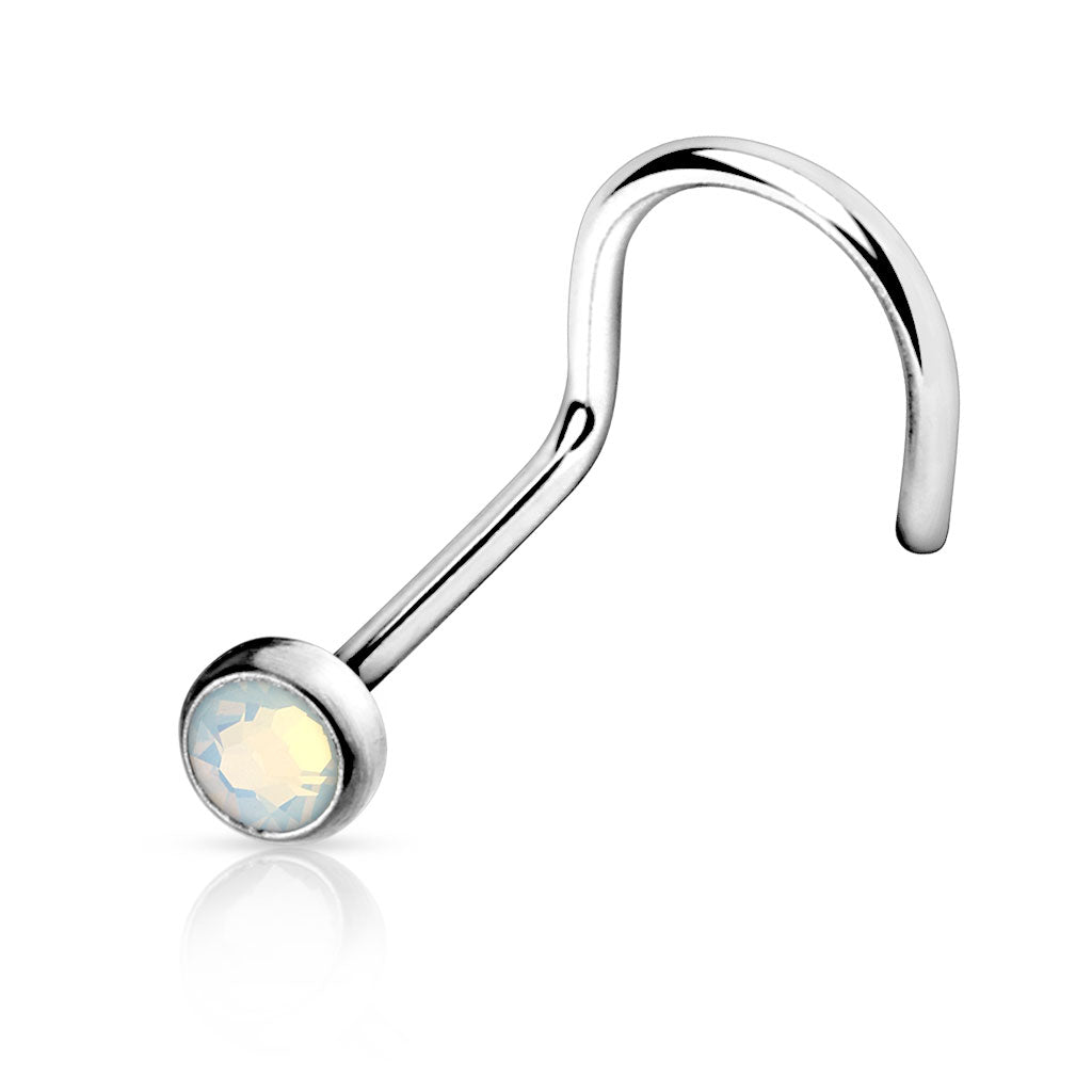 Flat Top Opal Stone Nose Screw - SkinKandy | Body Jewellery & Piercing Online Australia